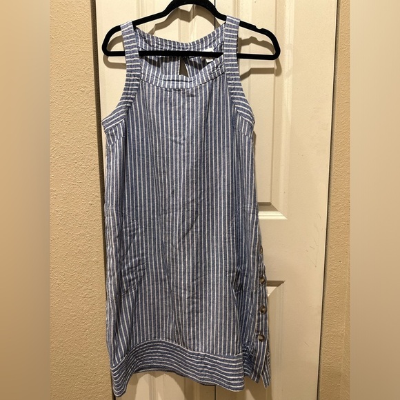 FORCYNTHIA Linen Blend Sleeveless Button Lagenlook Dress , size Large - Picture 1 of 7
